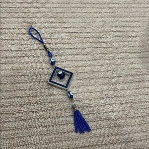 Blue Beaded Tassel Charm wall hanging evil eye